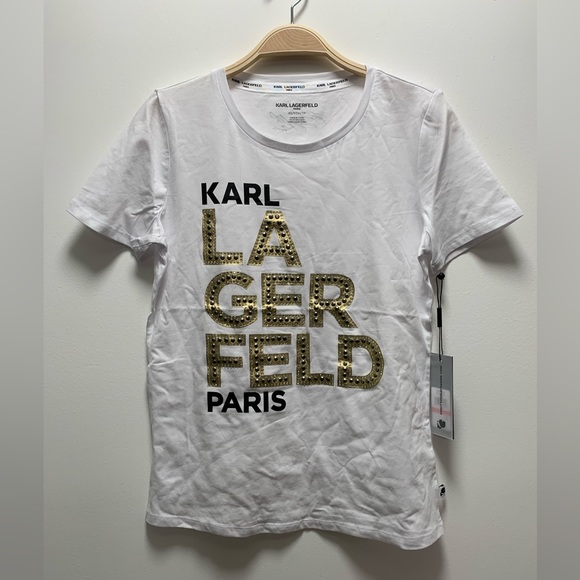 NEW KARL LAGERFELD LARGE SPARKLE LOGO TEE MULTIPLE SIZES - Picture 7 of 8